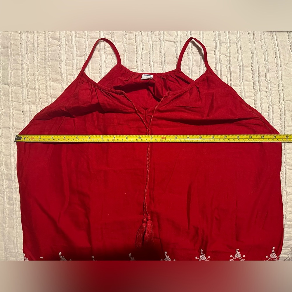 Old Navy Red Tank Top with White Embroidery - Picture 4 of 4